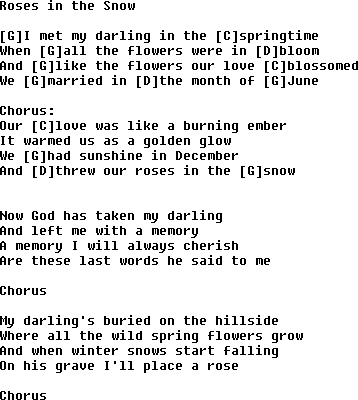Bluegrass songs with chords - Roses In The Snow